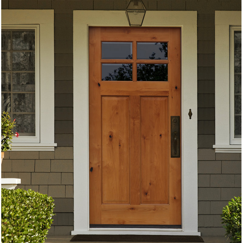 CreativeEntryways Shaker Craftsman 4 Lite Beveled Ready to Install Wood Prehung Front Entry Door